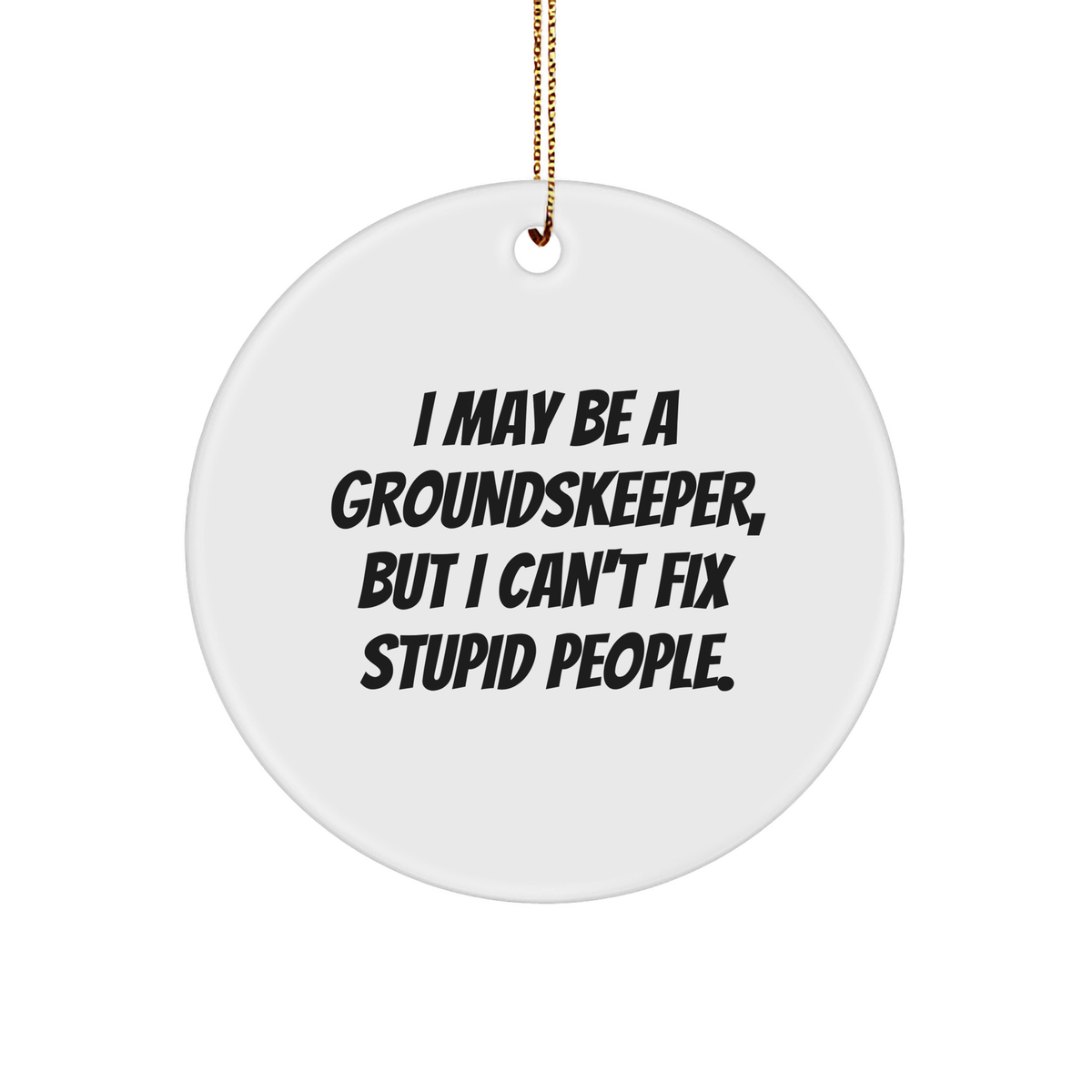 groundskeeper Gifts from Men to Friends, I May Be A groundskeeper, But I Can't Fix Stupid People, Funny Circle Ornament, Christmas Unique Gifts - Image 1