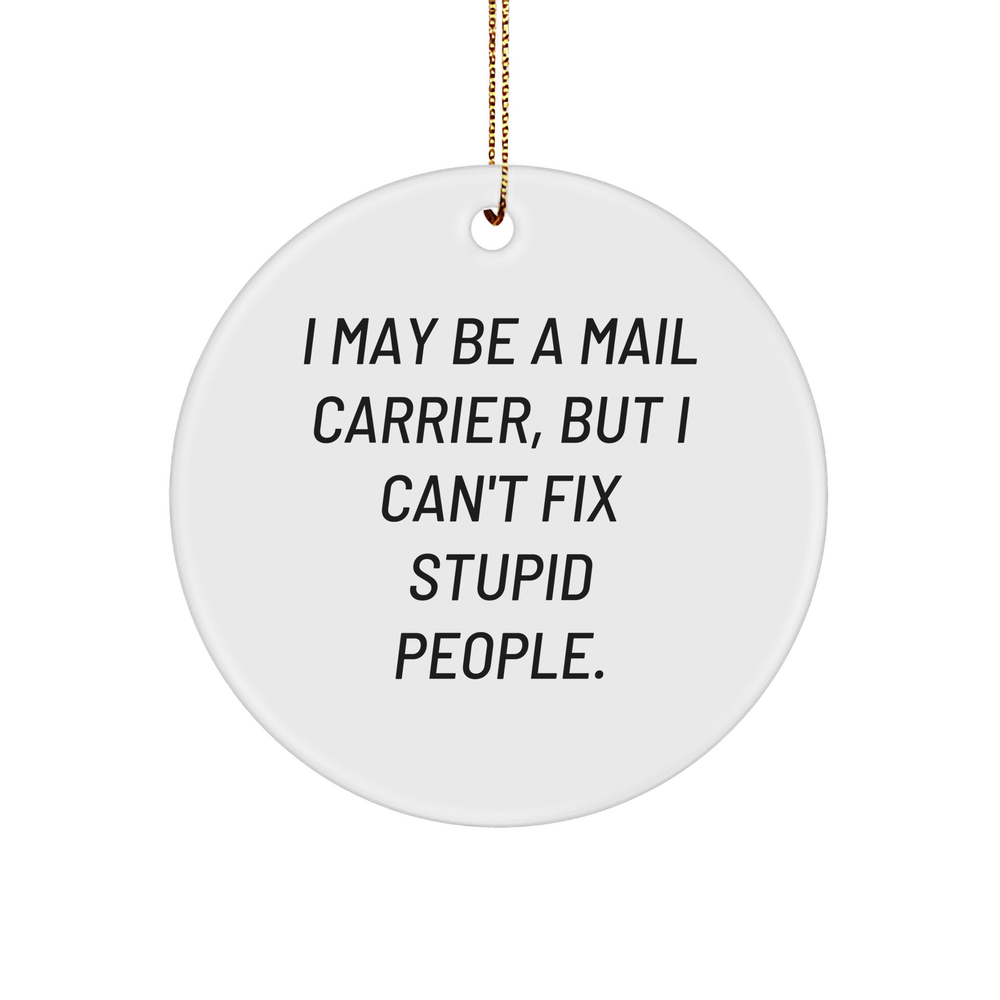 Gifts from Men - I May Be A Mail Carrier, But I Can't Fix Stupid People. - Mail Carrier Circle Ornament, White Color, Christmas Unique Gifts - Image 1