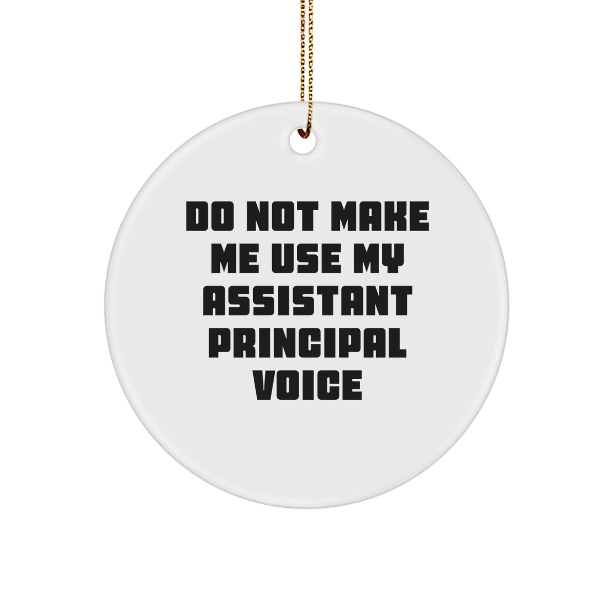 Funny Assistant Principal Gifts from Men: Do Not Make Me Use My Assistant Principal Voice Circle Ornament for Christmas Unique Gifts - Image 1