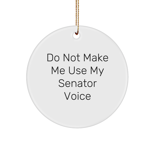 Senator Gifts, Funny Christmas Circle Ornament, 'Do Not Make Me Use My Senator Voice', Gifts from Friends, for Senator, Unique Senator Ornament - Image 1