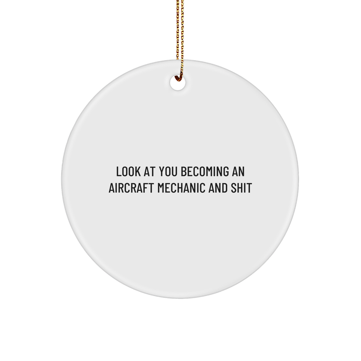 Funny Aircraft Mechanic Gifts for Him, Circle Ornament with 'Look At You Becoming An Aircraft Mechanic And Shit' Quote, Christmas Unique Gifts from Friends and Family - Image 1