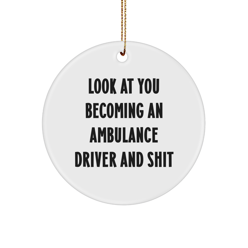 Funny Ambulance Driver Circle Ornament Gifts from Friends and Family for Ambulance Driver Christmas Unique Gifts - Image 1