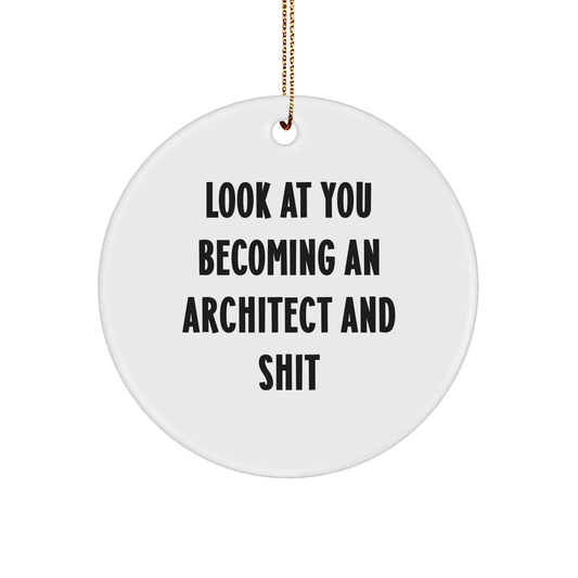 Funny Look at You Becoming an Architect Gifts for Him, Circle Ornament for Christmas - Gifts from Family, Friends, or Coworkers - Image 1