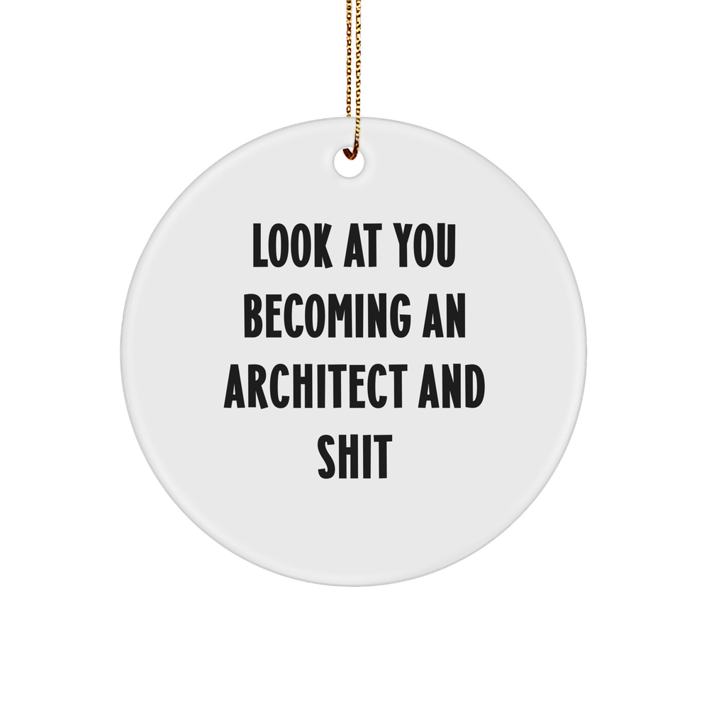 Funny Look at You Becoming an Architect Gifts for Him, Circle Ornament for Christmas - Gifts from Family, Friends, or Coworkers - Image 1