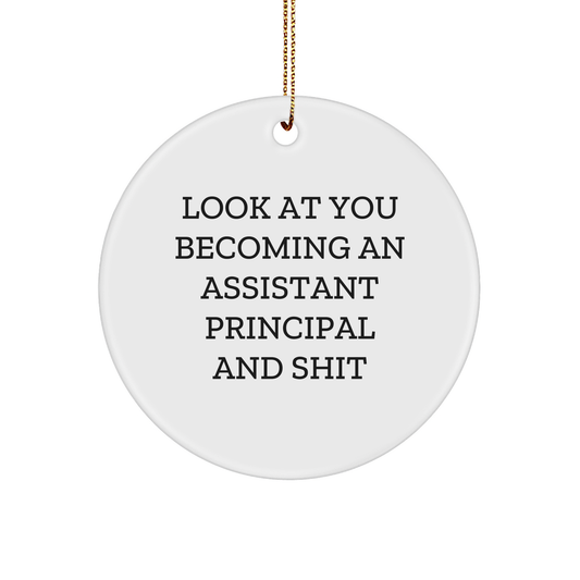 Funny Assistant Principal Circle Ornament Gifts from Friends and Family, 'Look At You Becoming An Assistant Principal And Shit' Christmas Unique Gifts - Image 1