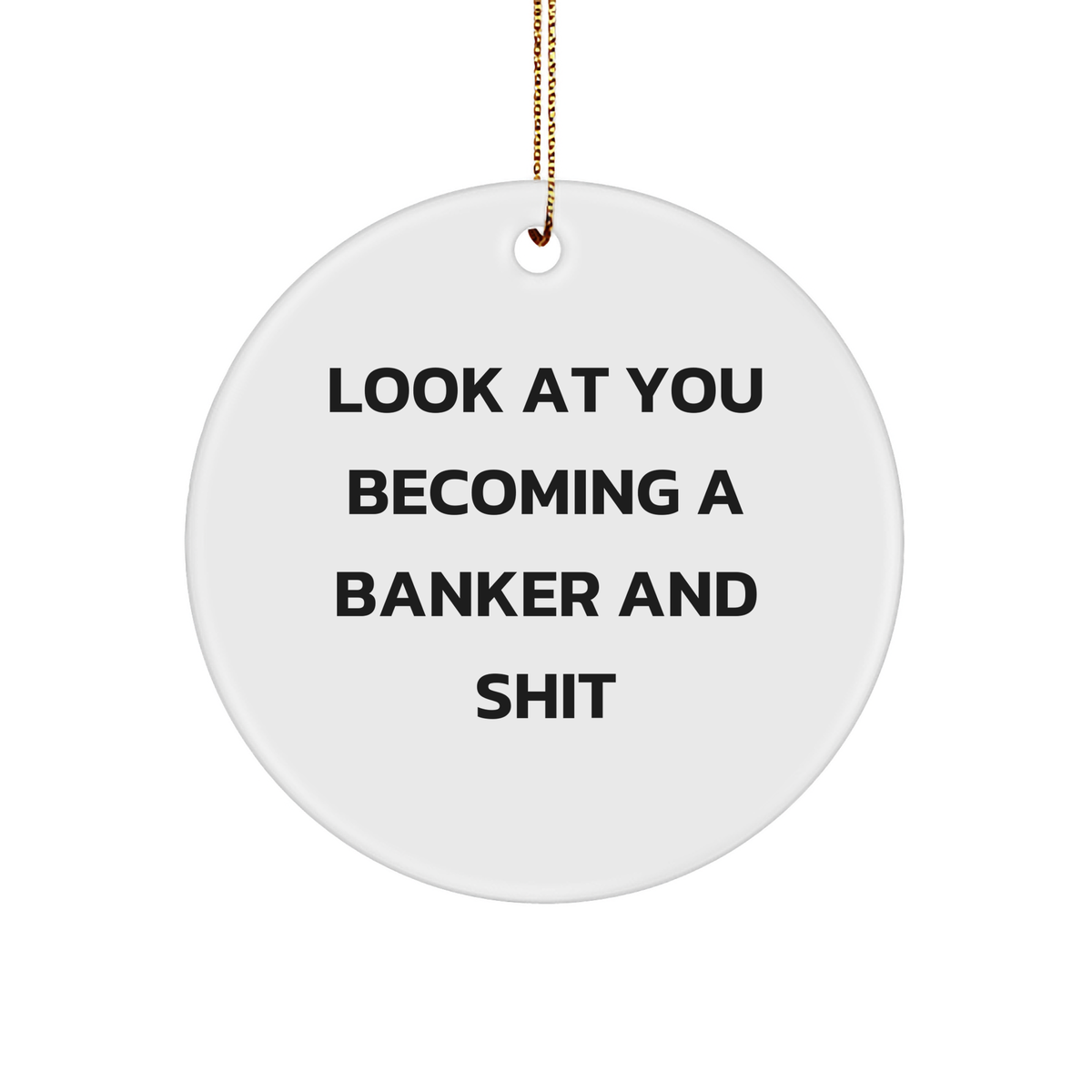 Gifts from Friends for Bankers - Funny Quote Circle Ornament, White, 2.75 Inch, Christmas Unique Gifts for Him or Her - Image 1