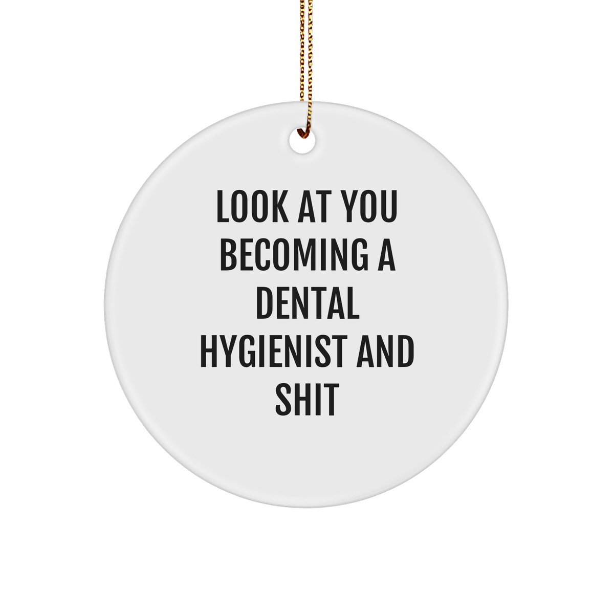 Funny Dental Hygienist Gifts from Friends - 'Look At You Becoming A Dental Hygienist' Circle Ornament for Christmas - Image 1