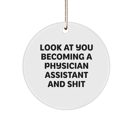 Funny Look At You Becoming A Physician Assistant Gifts for Christmas Circle Ornament from Friends - Image 1