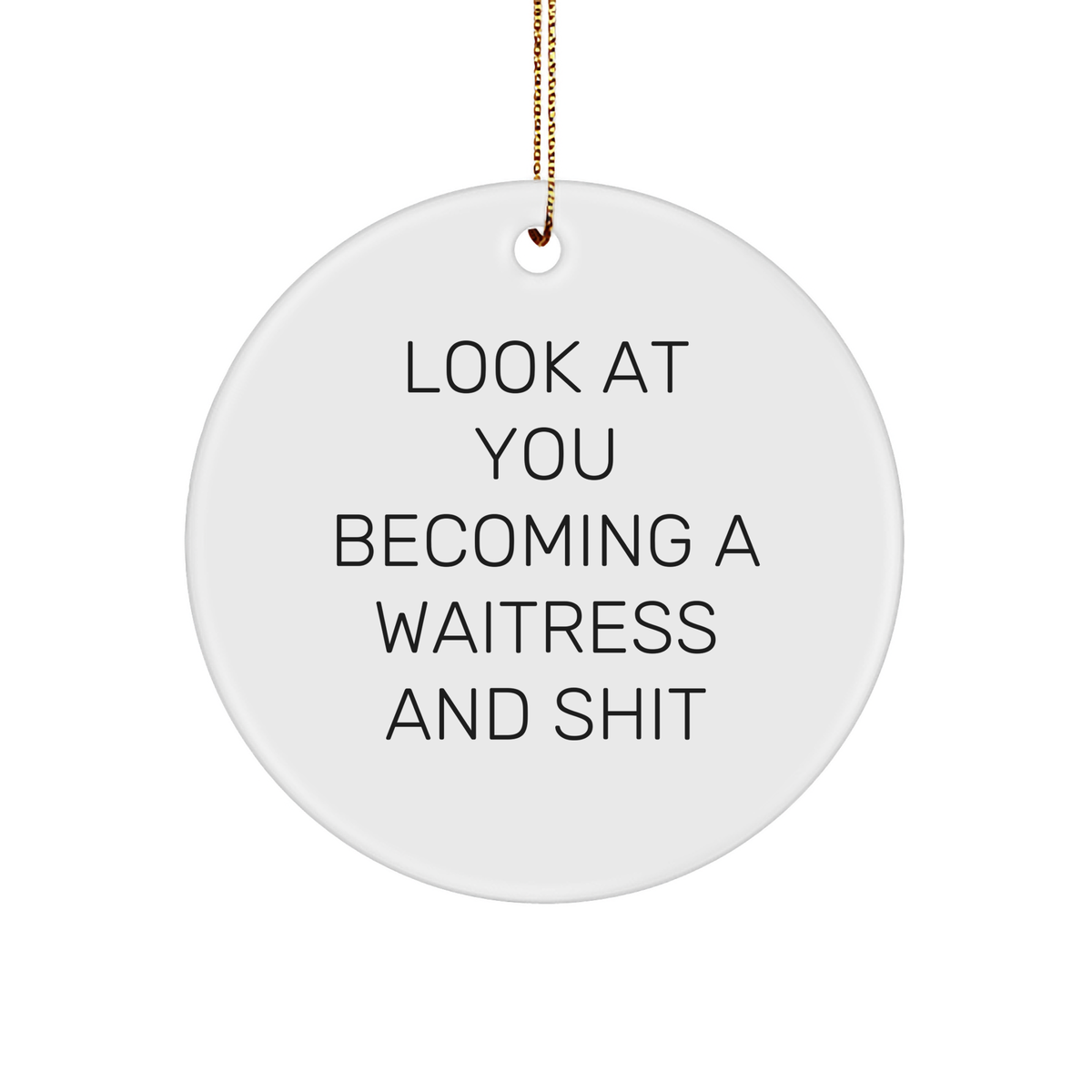 Sarcastic Waitress Gifts | Funny Christmas Unique Gifts for Waitress | Look At You Becoming A Waitress And Shit Circle Ornament - Image 1