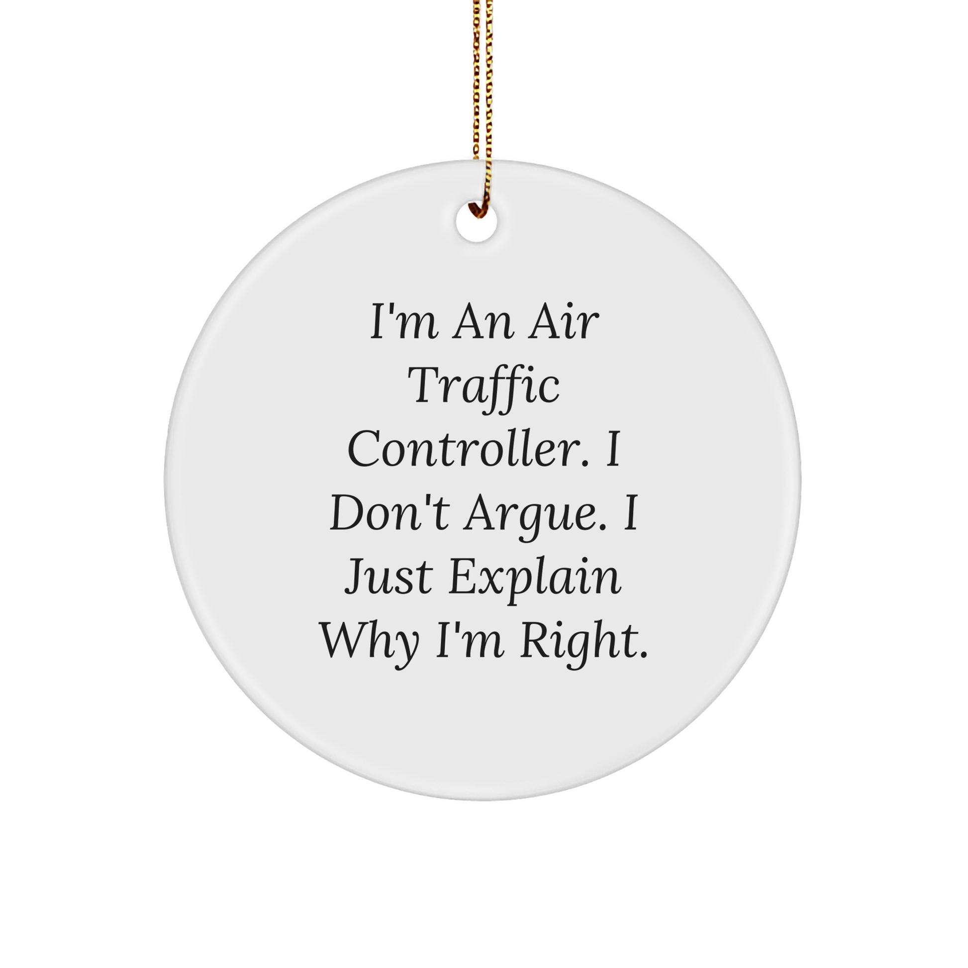 Air Traffic Controller Gifts from Friends for Air Traffic Controllers, Funny Circle Ornament, Christmas Unique Air Traffic Controller Present - Image 1