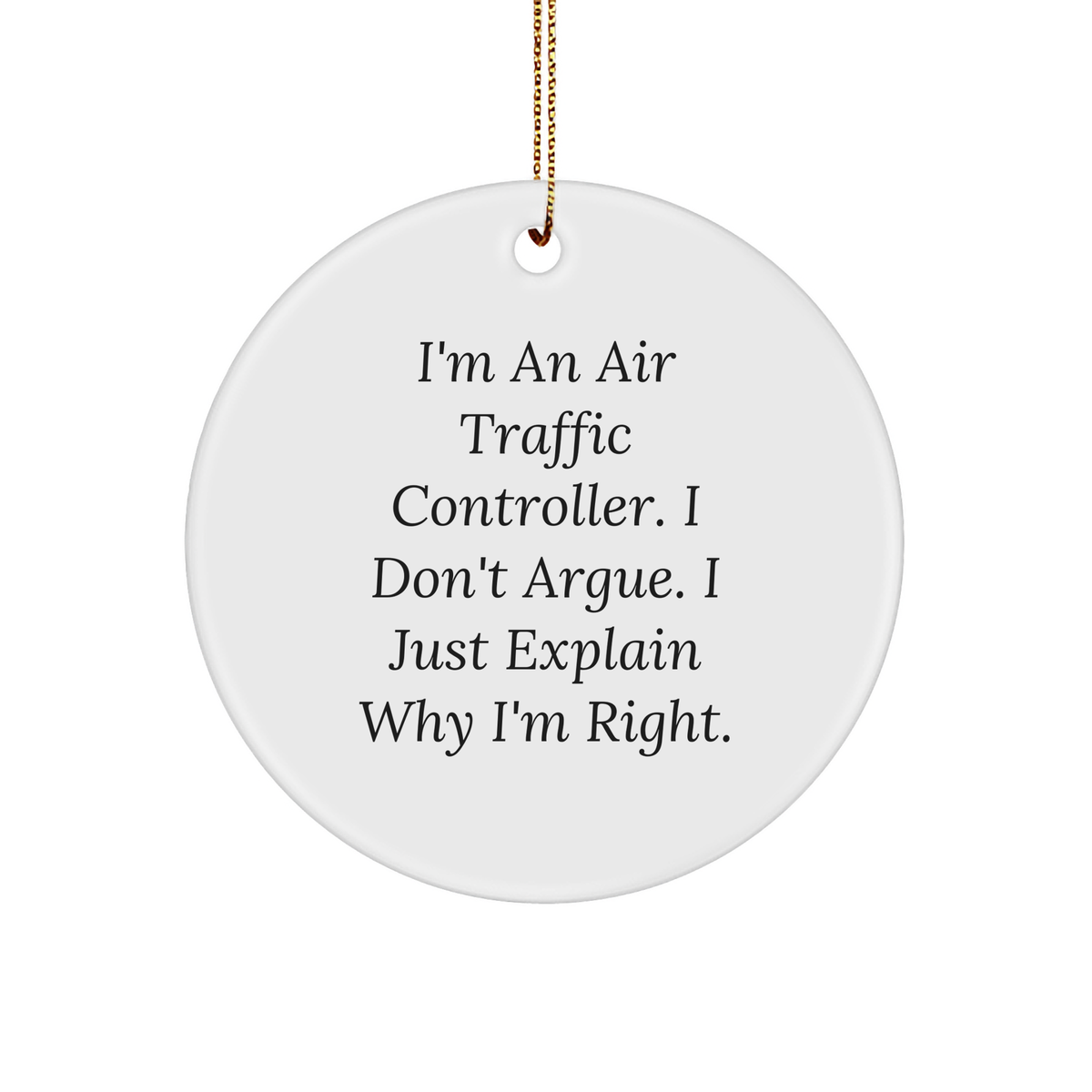 Air Traffic Controller Gifts from Friends for Air Traffic Controllers, Funny Circle Ornament, Christmas Unique Air Traffic Controller Present - Image 1