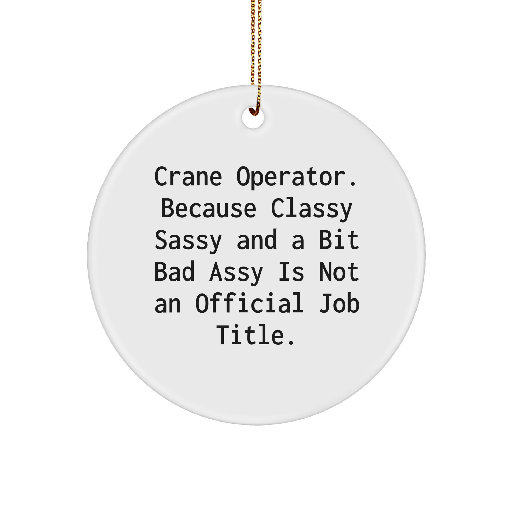 Funny Crane Operator Gifts | Gifts for Crane Operators | Unique Christmas Sarcastic Gifts | Circle Ornament | Gifts from Crane Operator - Image 1