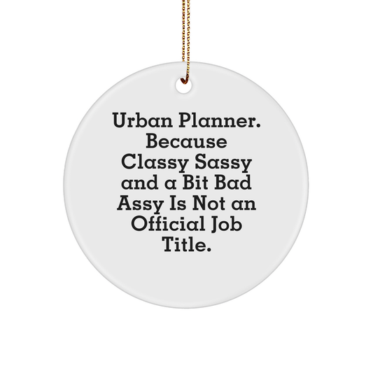 Urban Planner Funny Gift for Him Her or They Circle Ornament with Quote Because Classy Sassy And A Bit Fearlessy Is Not An Official Job Title Christmas Unique Gifts for the Office - Image 1