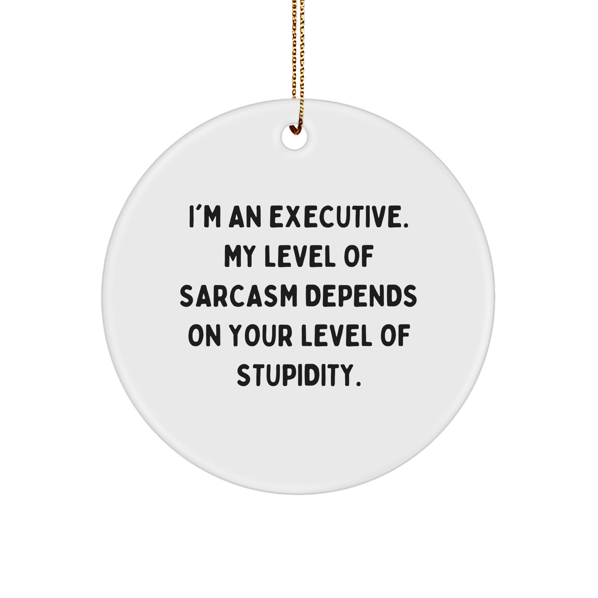 Executive Circle Ornament - Sarcasm Level Depends on Your Level of Stupidity, Gifts from Men to Executives, Funny Quote Christmas Ornament for Office Decor - Image 1