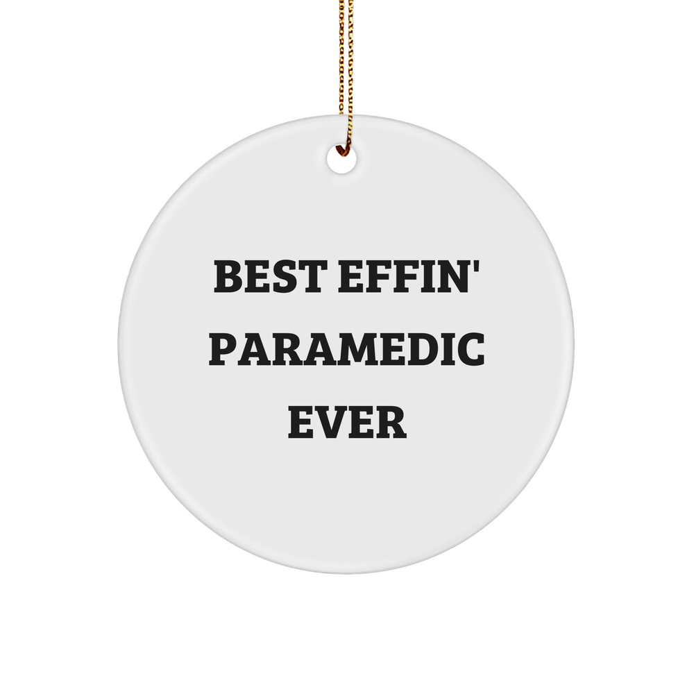 Rescue Worker Gifts from Friends, Gifts for Rescue Worker, Best Effin' Rescue Worker Ever Circle Ornament, Funny Christmas Ornament - Image 1