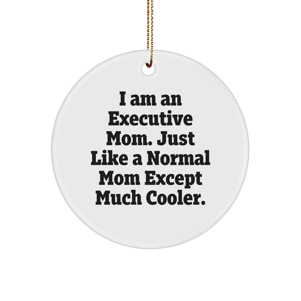 Executive Mom Gifts: I Am An Awesome Mom with Executive Power and a Touch of Sarcasm - Funny Circle Ornament for Christmas Unique Gifts for Executive Women - Image 1