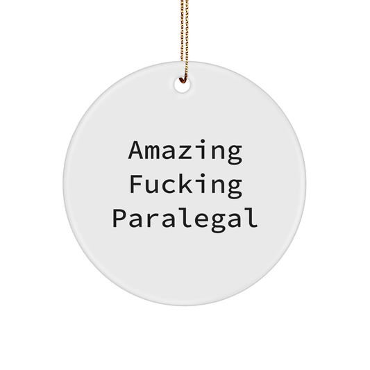 Amazing Paralegal Quote White Circle Ornament Gifts from Family for Christmas - Image 1