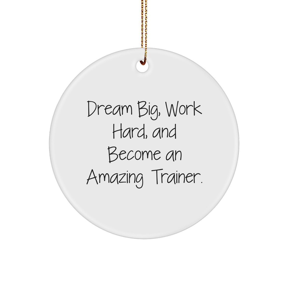 Trainer Gifts from Friends - 'Dream Big, Work Hard, And Become An Amazing Trainer.' Circle Ornament for Christmas - Image 1