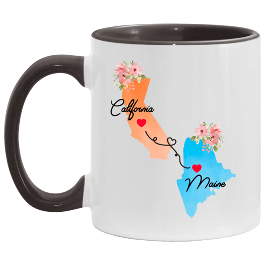 Long Distance Friends Coffee Mug - California & Maine Design | Moving Away Gift