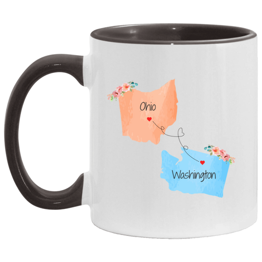 Ohio Washington Coffee Mug - Long Distance Love Design | Moving Away Gift