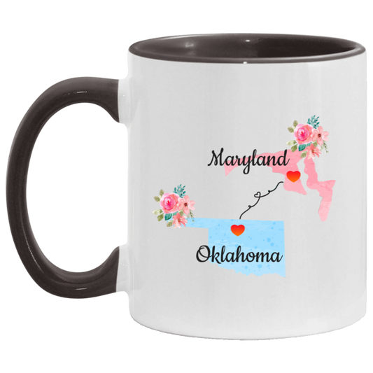 Maryland Oklahoma Coffee Mug - Long Distance Love Design | Moving Away Gift