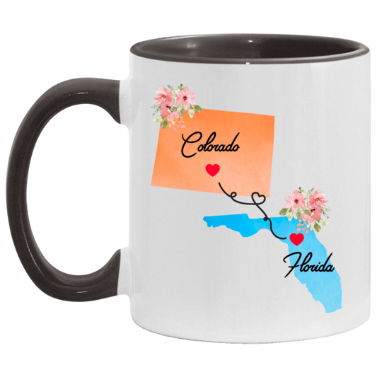 Friendship Coffee Mug - Colorado to Florida Design | Long Distance Gift