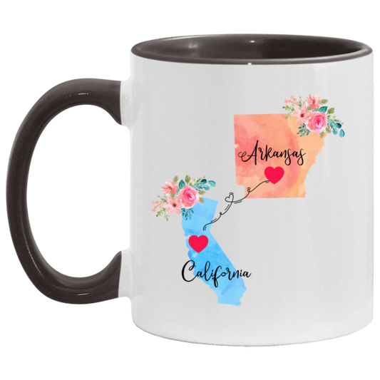Long Distance Coffee Mug - Arkansas & California Design | Moving Away Gift