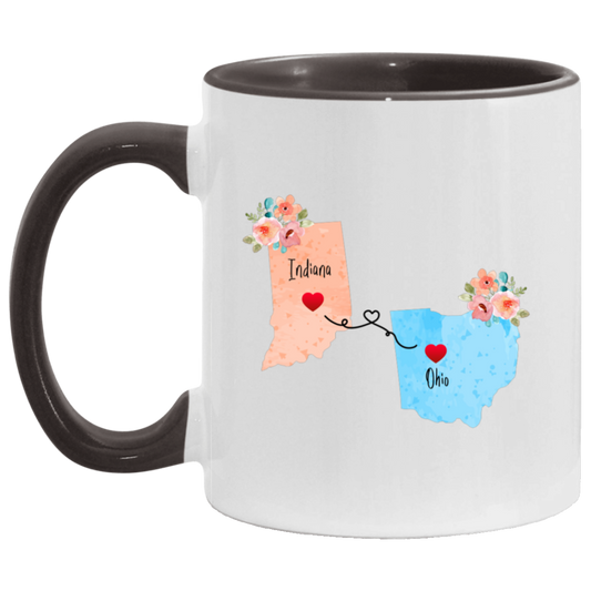 Christmas Unique Gifts for Family, Thoughtful Gifts from Friends, Indiana Ohio Two Tone Coffee Mug for Birthday