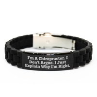 Load image into Gallery viewer, Chiropractor Gifts for Graduation - Funny Quote Glide lock Clasp Black Stainless Steel Silicone Adjustable Gift from Family Friends Coworkers - Image 1
