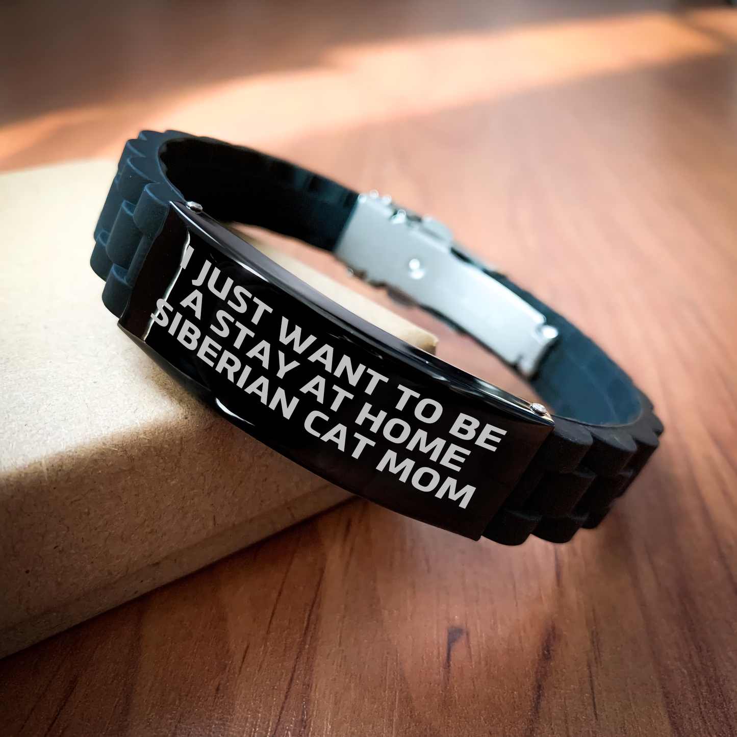 Siberian Cat Gifts from Men - Adjustable Glide lock Clasp Bracelet for Women, Funny Quote 'I Just Want To Be A Stay At Home Siberian Cat Mom', Father's Day Unique Gifts for Friends - Image 2