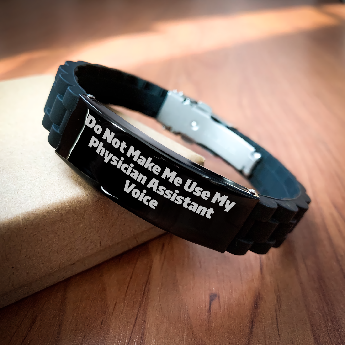 Funny Physician Assistant Gifts for Mother's Day - 'Do Not Make Me Use My Physician Assistant Voice' Glide lock Clasp Bracelet from Friends - Image 2