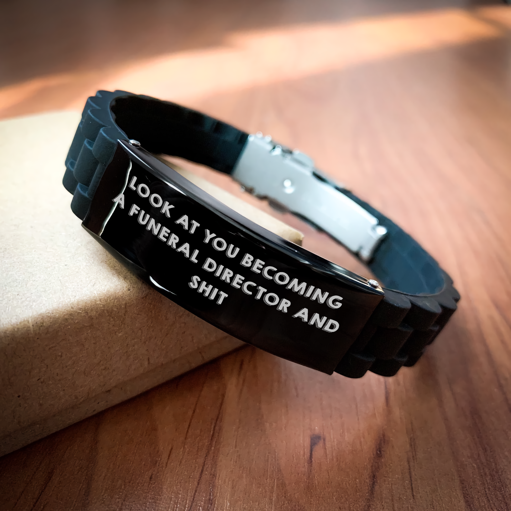 Funny Funeral Director Gifts for Men Women Friends Coworkers Family - Look At You Becoming A Funeral Director And Shit Glide lock Clasp Bracelet, Graduation Unique Gifts from Friends and Family - Image 2