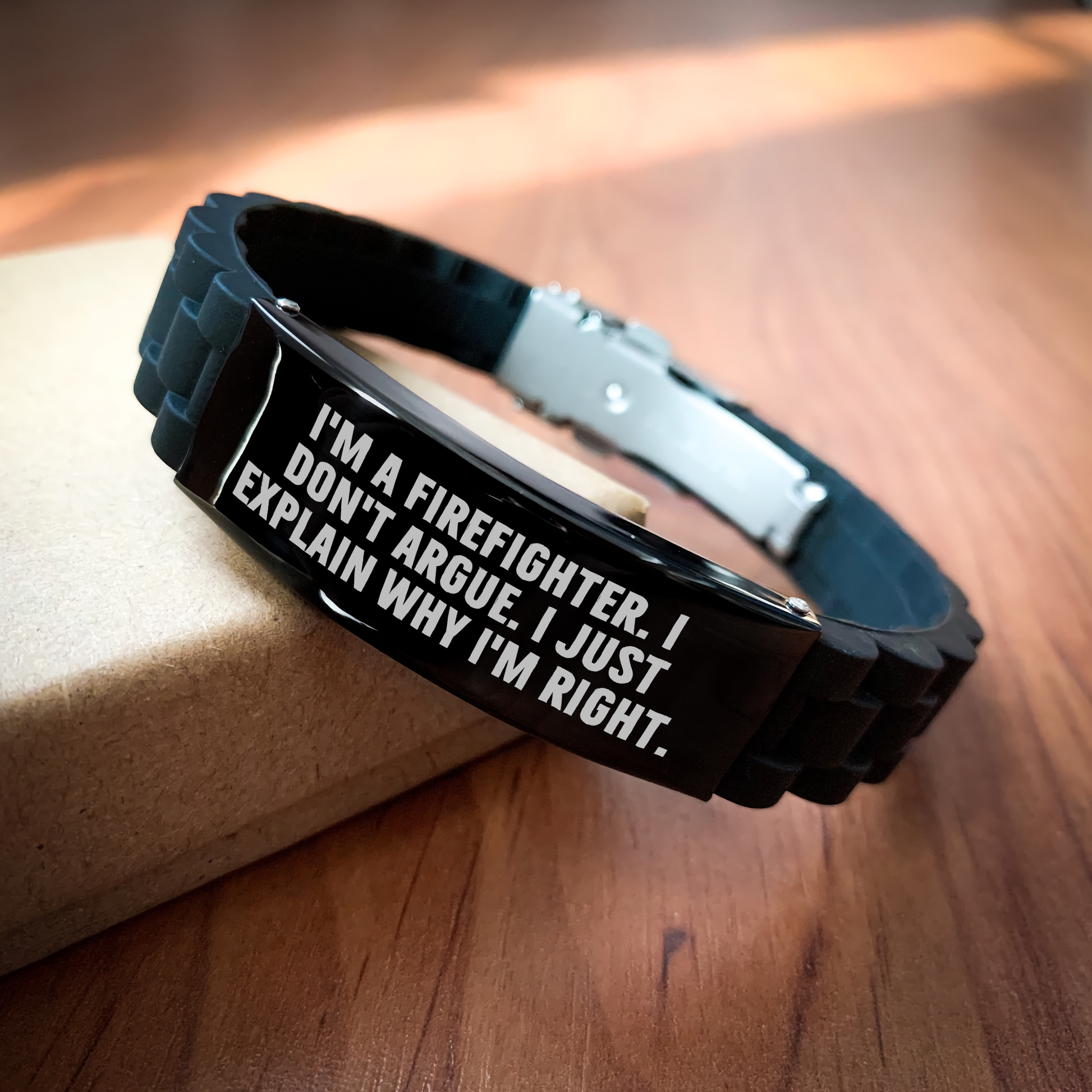 Firefighter Humor Gifts, Funny Quote Glide lock Clasp Bracelet for Men, Gifts from Family to Firefighter, Perfect Graduation Unique Gifts - Image 2