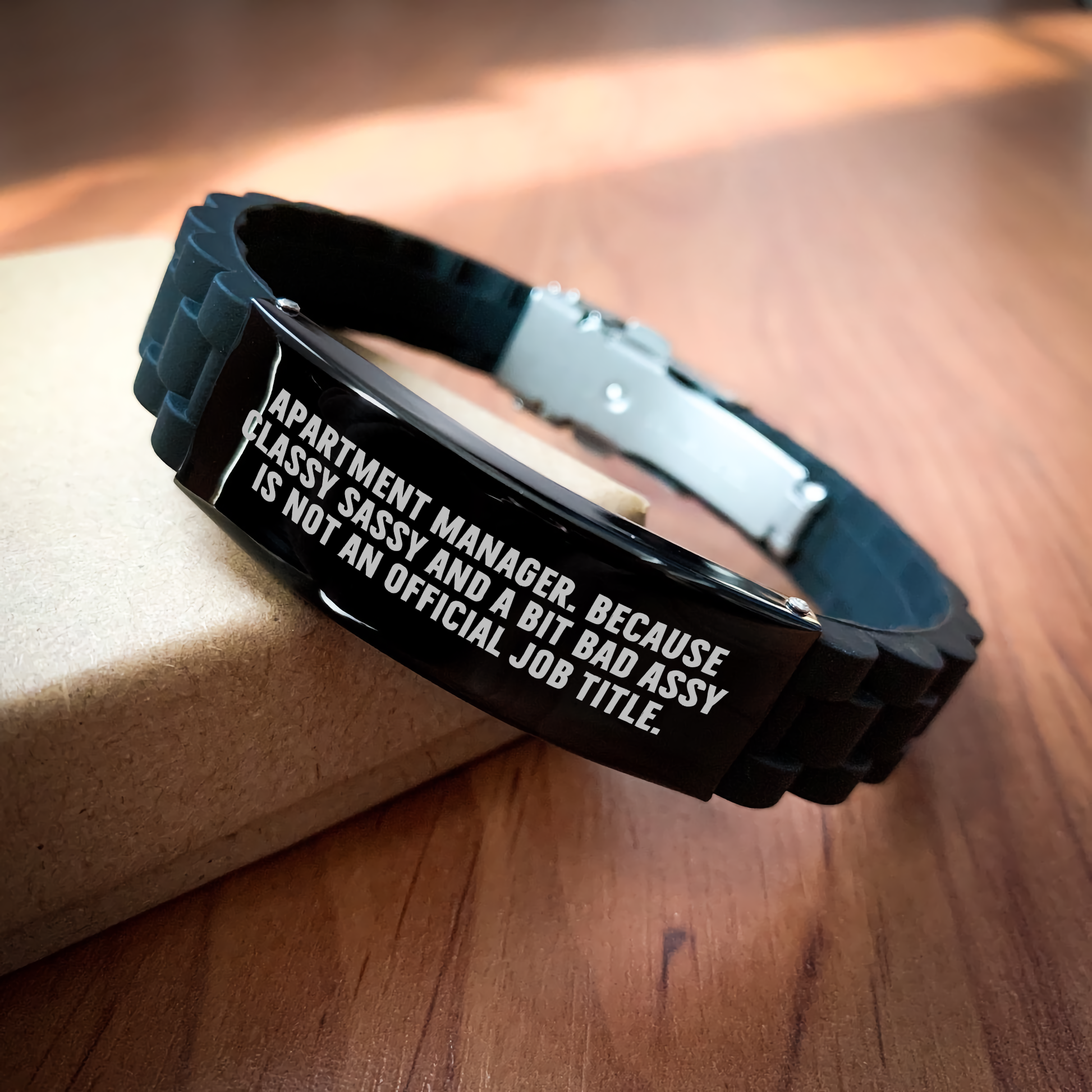Apartment Manager Gifts - Funny Quote Glide lock Clasp Bracelet for Graduation, 'Classy Sassy And A Bit Fearlessy Is Not An Official Job Title.' - Gifts from Friends to Apartment Manager - Image 2