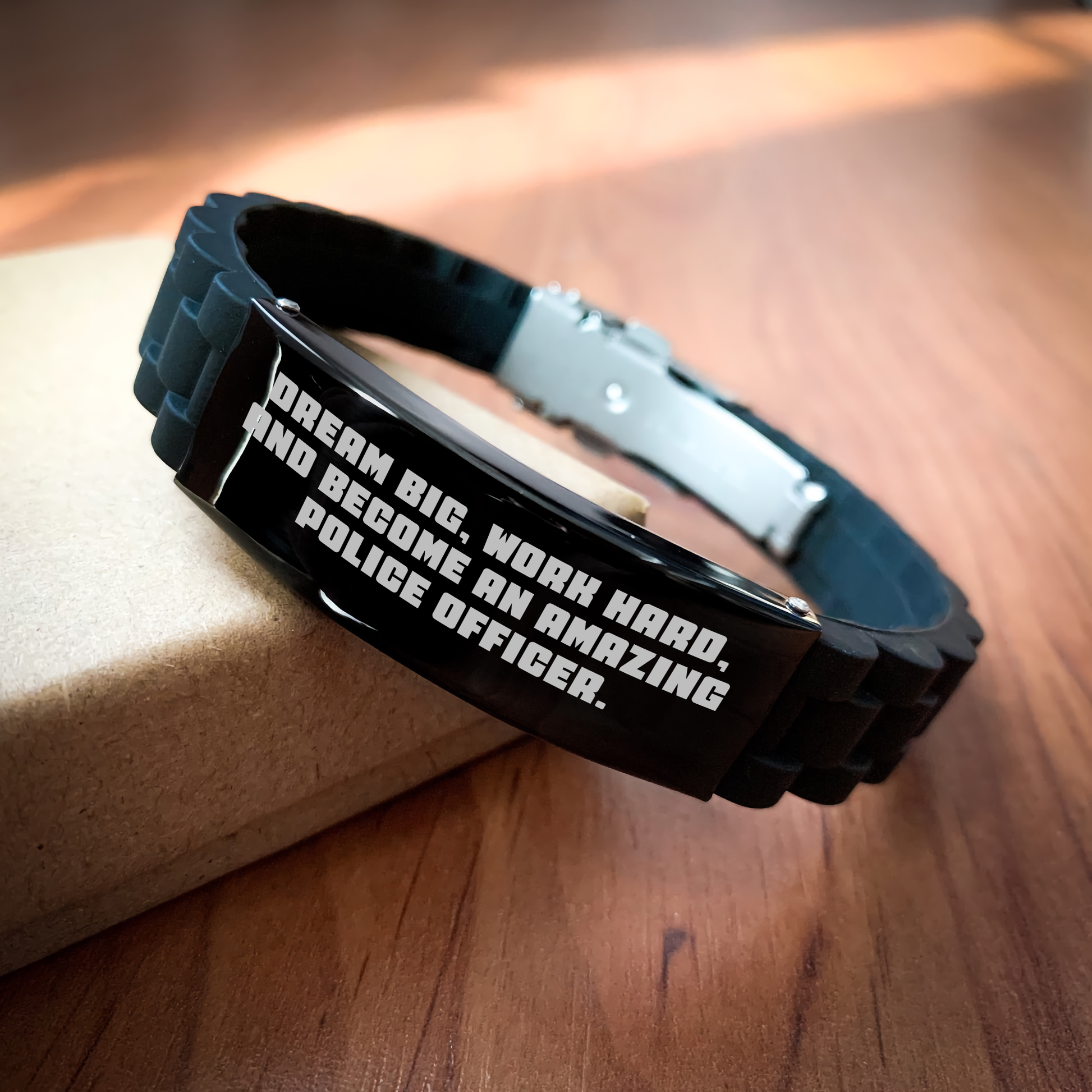 Inspiring Police Officer Gifts, Dream Big, Work Hard, and Become Amazing Glide lock Clasp Bracelet for Mother's Day, Gifts from Family, for Police Officer - Image 2