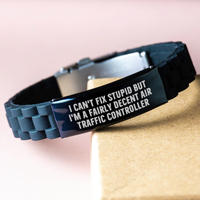 Load image into Gallery viewer, Funny Air Traffic Controller Gifts from Friends for Air Traffic Controller - Inspirational Quote Glide lock Clasp Bracelet, Adjustable Black Graduation Unique Gifts - Image 3
