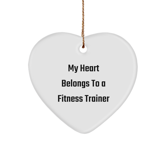 Gifts from Fitness Fanatics: My Heart Belongs to a Fitness Trainer Funny Ornament for Fitness Enthusiasts Christmas Unique Gifts - Image 1