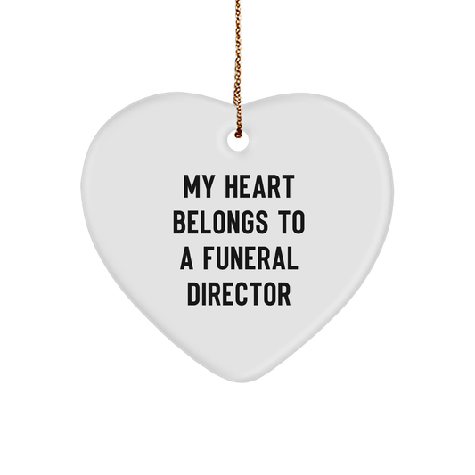 Gifts from Friends and Family for Funeral Directors My Heart Belongs To A Funeral Director Heart Ornament Christmas Unique - Image 1