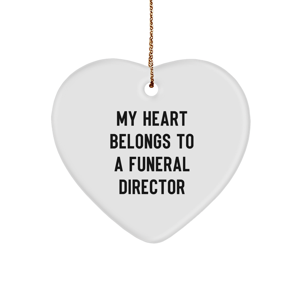 Gifts from Friends and Family for Funeral Directors My Heart Belongs To A Funeral Director Heart Ornament Christmas Unique - Image 1