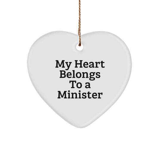 Minister Gifts from Friends - My Heart Belongs To A Minister Heart Ornament, Christmas Unique Presents for Minister - Image 1