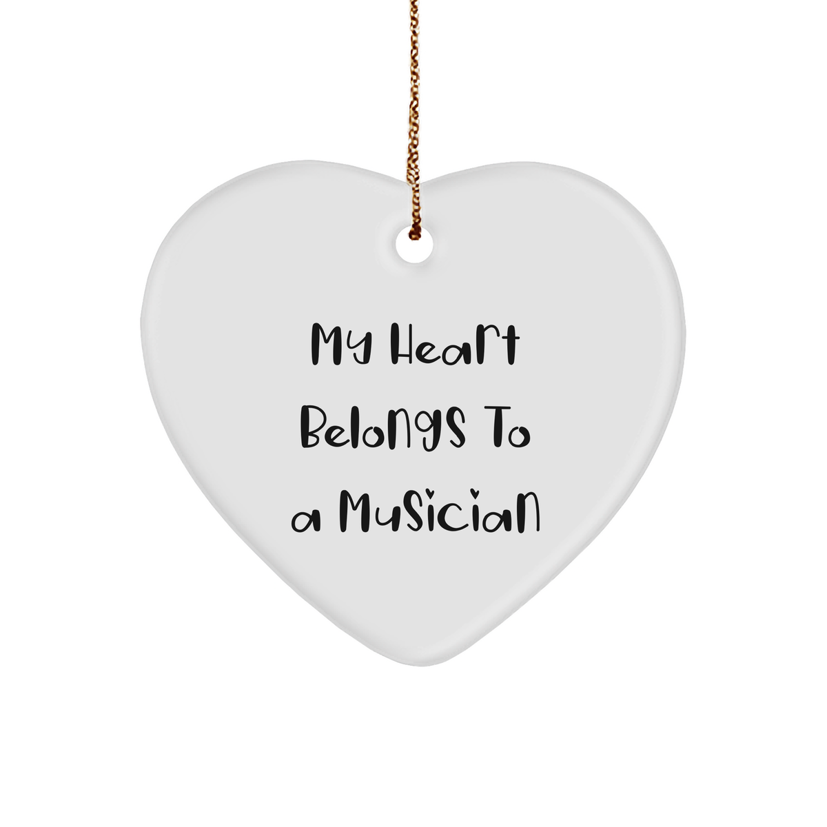 Funny Musician Gifts from Friends for Musician, Heart Ornament with Quote 'My Heart Belongs To A Musician', Christmas Unique Gifts, Inspirational Musician Heart Ornament - Image 1