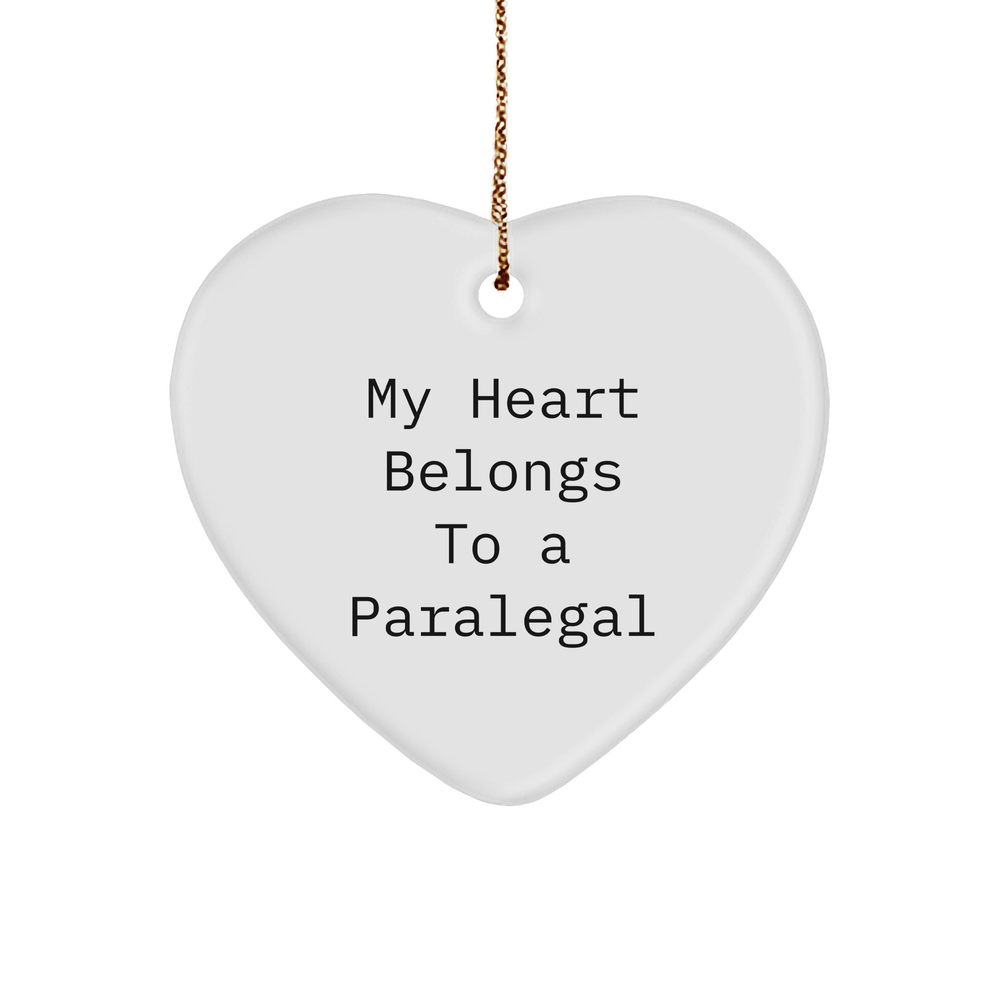 Paralegal Gifts for Christmas: Funny Heart Ornament with Quote 'My Heart Belongs To A Paralegal' Perfect for Law Office Decor, Office Humor, or Unique Gift for Paralegal Professionals from You - Image 1