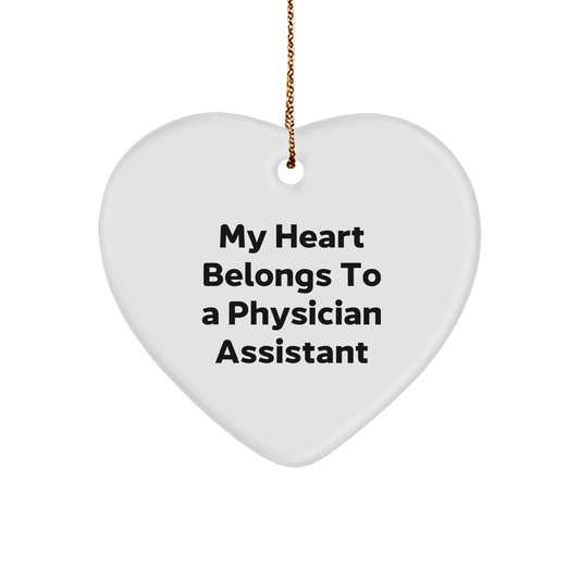 Gifts from Friends for a Physician Assistant - 'My Heart Belongs To A Physician Assistant' Heart Ornament, Christmas Unique Presents - Image 1