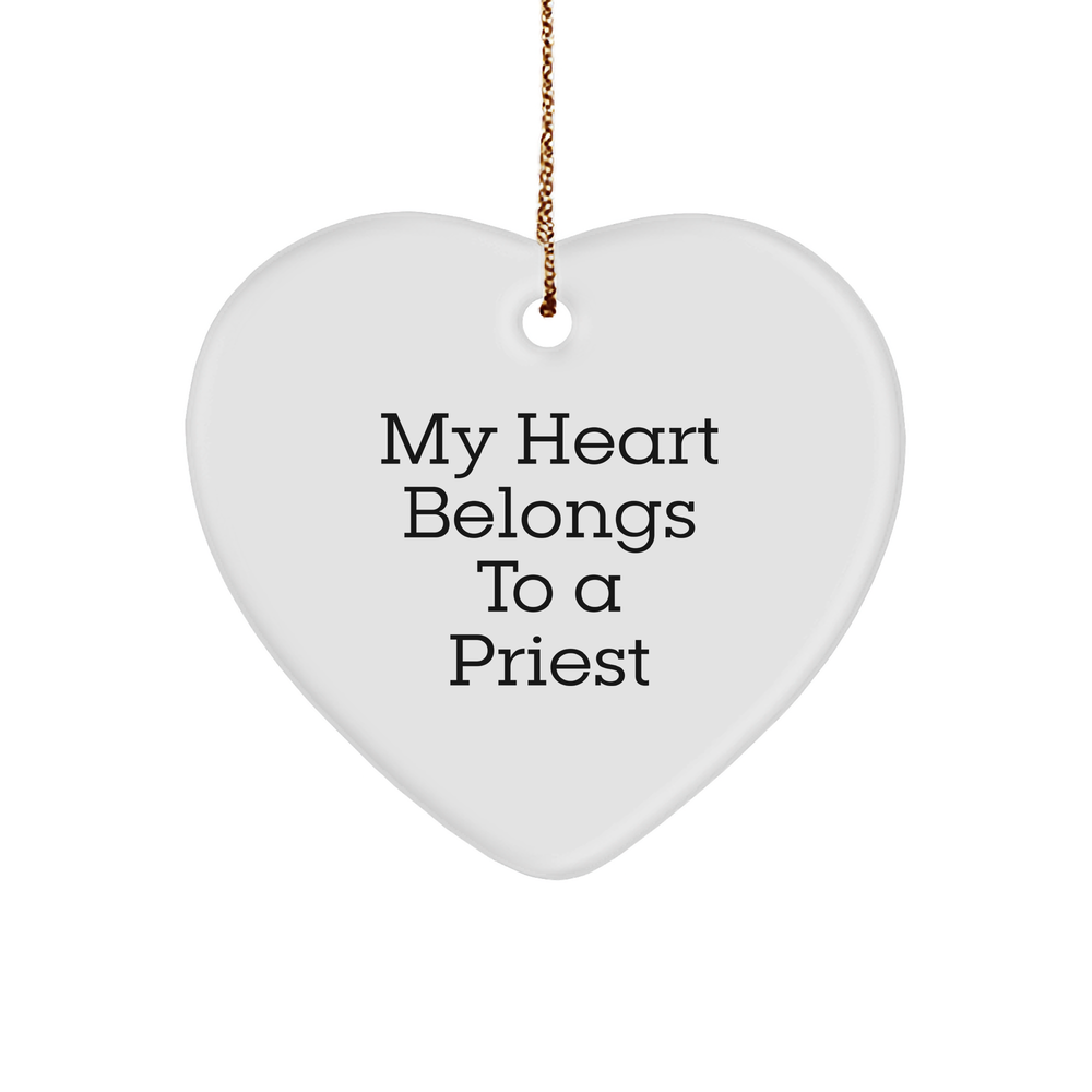My Heart Belongs To A Priest, Priest Gifts, Heart Ornament for Christmas, Gifts from Family to Priest, Unique Priest Heart Ornament - Image 1