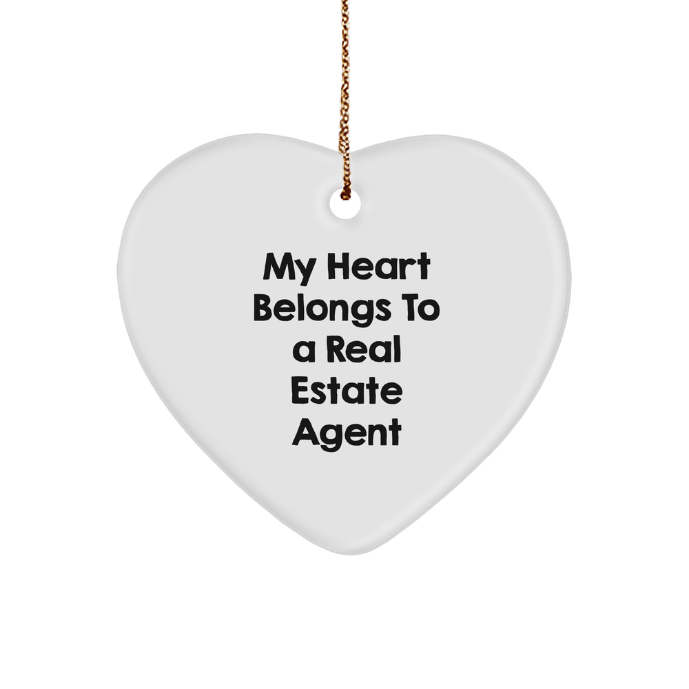 Funny Real Estate Agent Gifts from Men to My Heart Belongs To A Real Estate Agent Lover - Heart Ornament for Christmas - Image 1