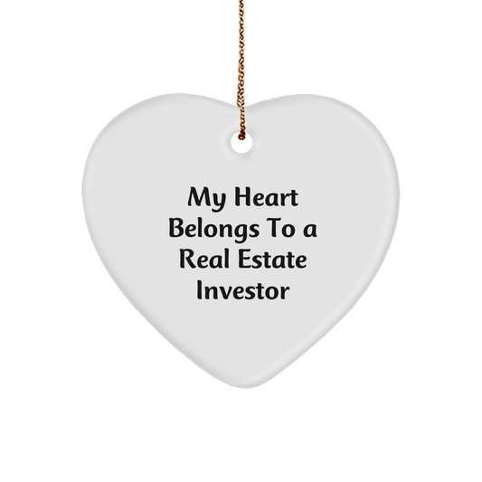 Real Estate Investor Gifts, Funny Heart Ornament, 'My Heart Belongs To A Real Estate Investor' - Gifts from Friends to Real Estate Investors - Christmas Unique Presents - Image 1