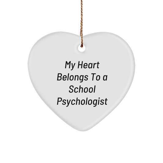 Funny School Psychologist Gifts - My Heart Belongs To A School Psychologist Christmas Ornament, Gifts from Family to School Psychologist, School Psychologist Heart Ornament - Image 1