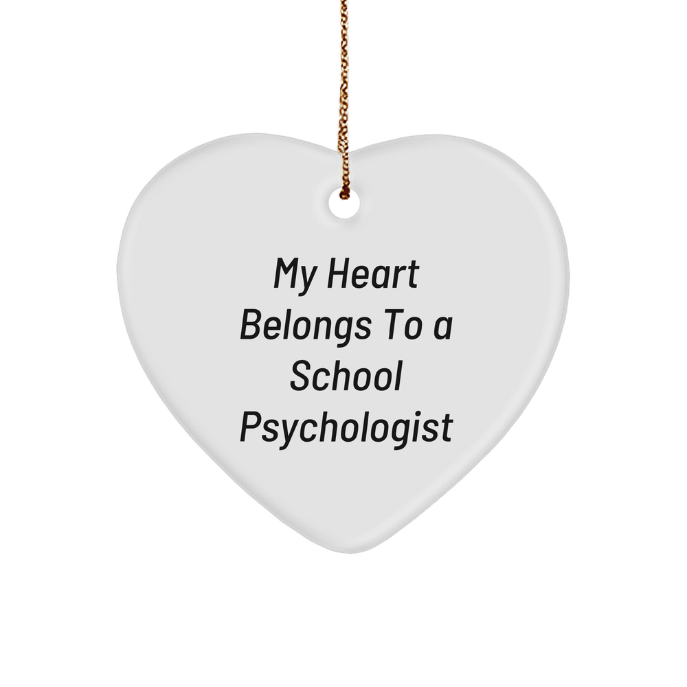 Funny School Psychologist Gifts - My Heart Belongs To A School Psychologist Christmas Ornament, Gifts from Family to School Psychologist, School Psychologist Heart Ornament - Image 1