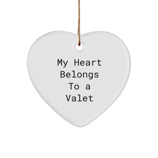 Funny Valet Gifts from Friends to Heartfelt Valets - 'My Heart Belongs To A Valet' Heart Ornament for Christmas - Image 1