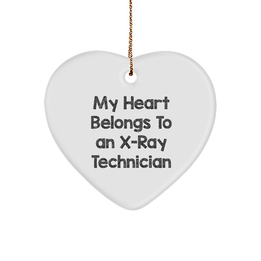 Funny X-Ray Technician Gifts from Friends for Christmas - 'My Heart Belongs To An X-ray Technician' Heart Ornament - Image 1